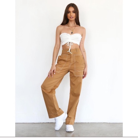 Tiger Mist Pants - NWT Tiger Mist Ada tan high waisted wide legs 1405